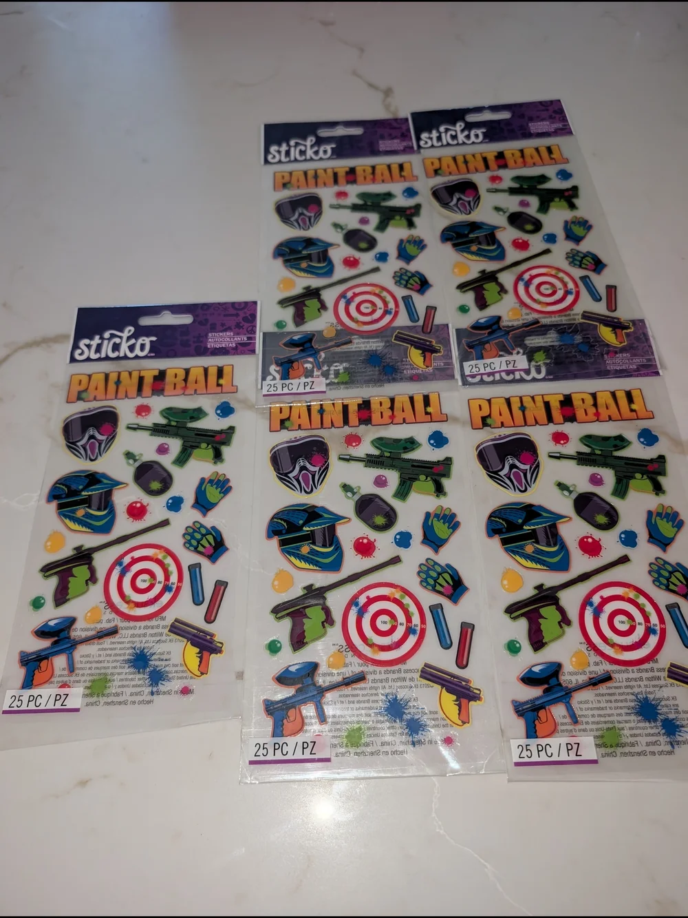 ~Sticko Paintball Stickers Lot Of 5 packs